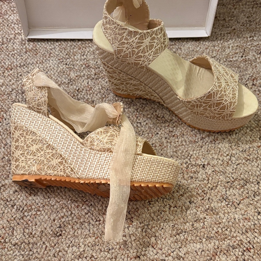 Elegant Lace Wedge Sandals